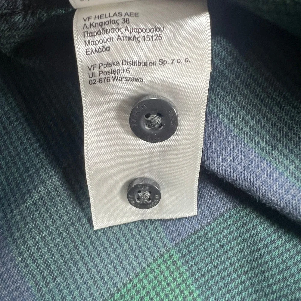 The North Face Flannel Shirt Mens XL Green Blue Plaid Long Sleeve Button Up